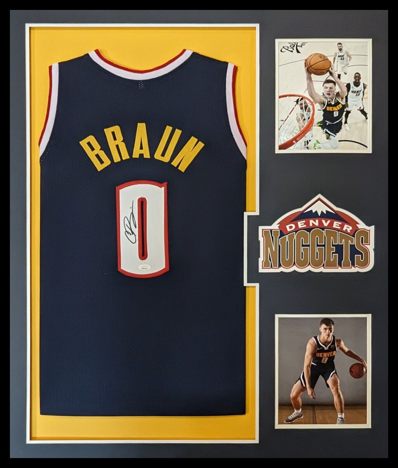 MVP Authentics Framed Denver Nuggets Signed Autographed Christian Braun Jersey Jsa Coa 585 sports jersey framing , jersey framing