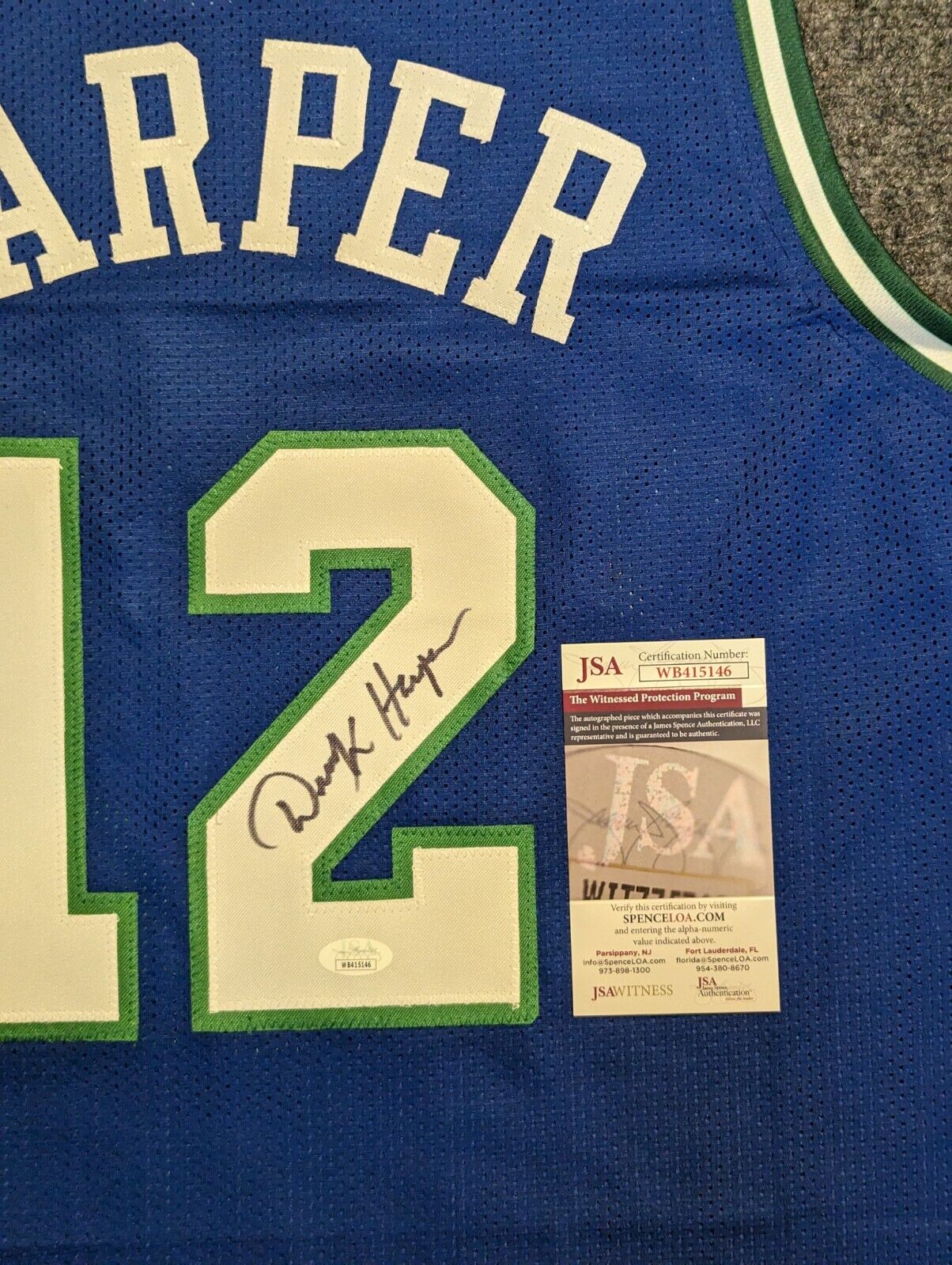 Dallas Mavericks Derek Harper Autographed Signed Jersey Jsa Coa