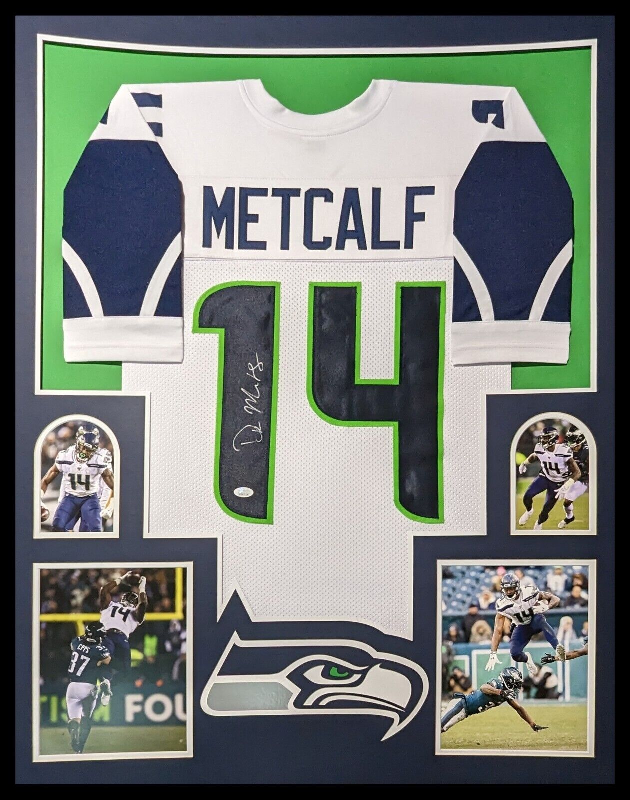 MVP Authentics Framed Seattle Seahawks Dk Metcalf Autographed Signed Jersey Jsa Coa 450 sports jersey framing , jersey framing