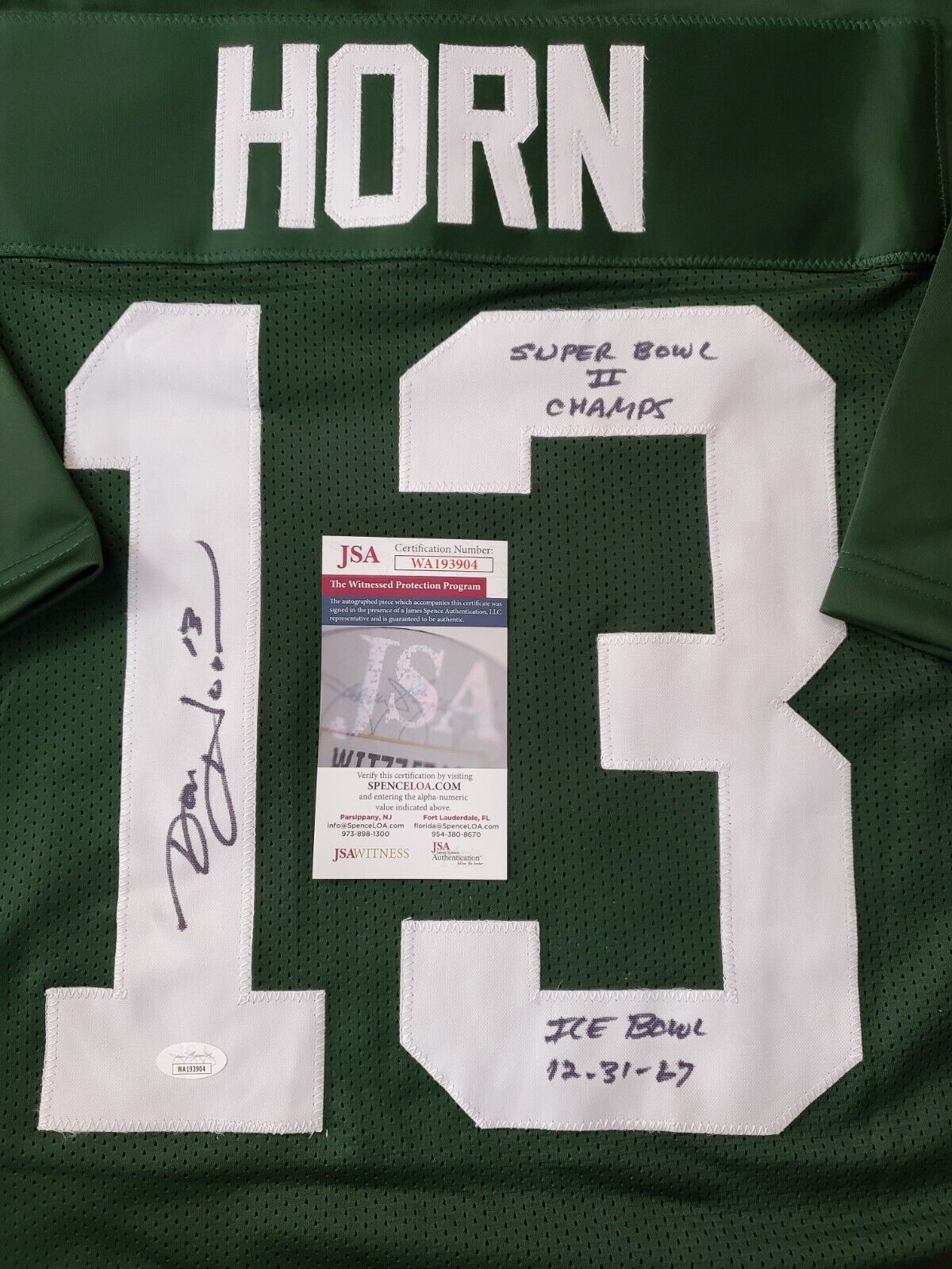 Green Bay Packers Don Horn Autographed Signed 2X Inscribed Jersey Jsa Coa