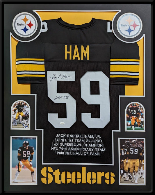 MVP Authentics Framed Jack Ham Autographed Signed Insc Pittsburgh Steelers Stat Jersey Jsa Coa 630 sports jersey framing , jersey framing