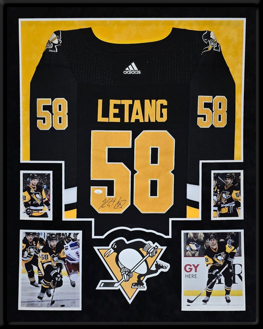 Suede Framed Pittsburgh Penguins Kris Letang Autographed Signed Jersey Jsa Coa