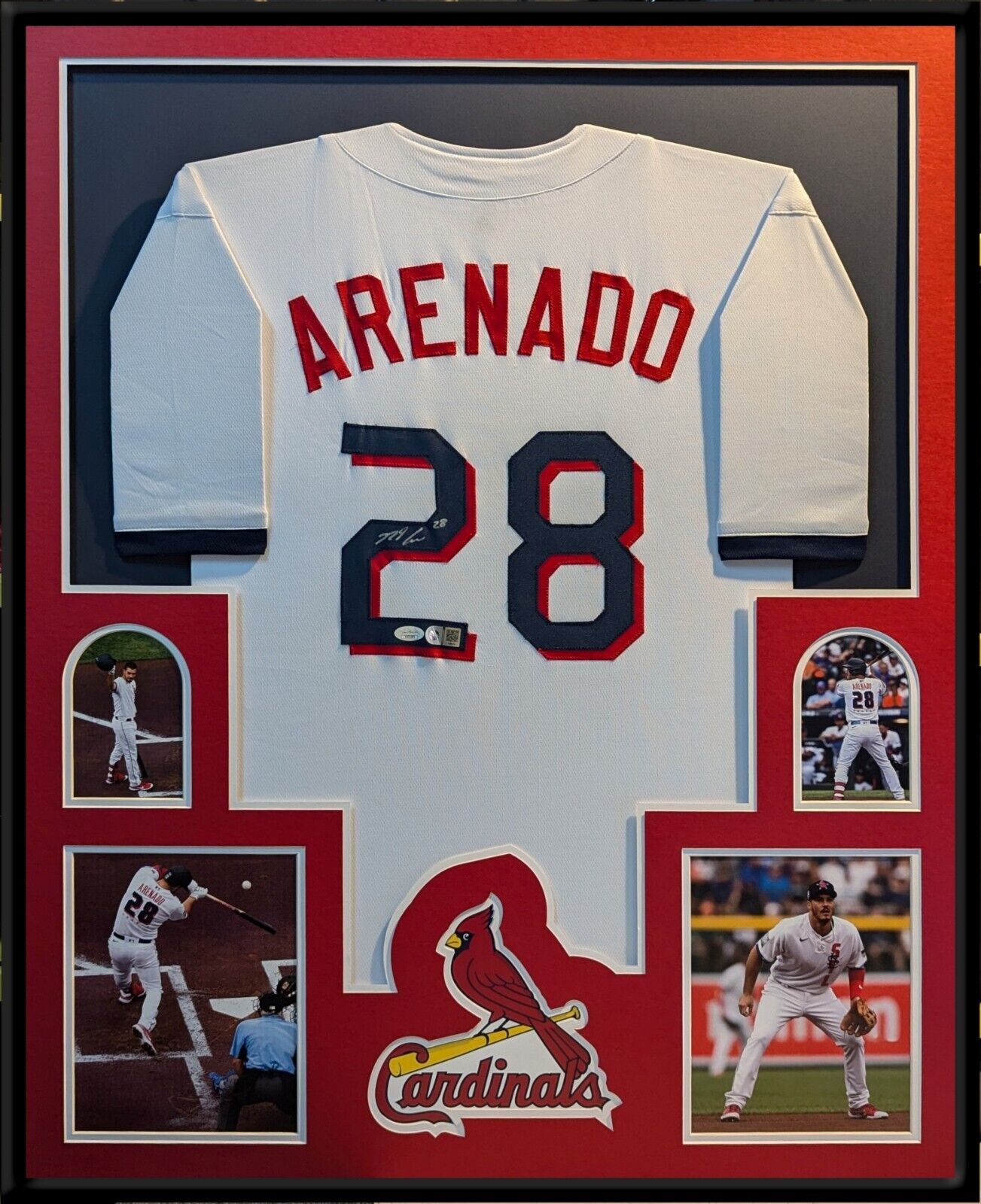 Framed St Louis Cardinals Nolan Arenado Autographed Signed Jersey Jsa Coa