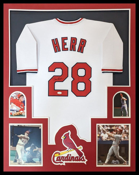 MVP Authentics Framed St Louis Cardinals Tommy Herr Autographed Signed Jersey Jsa Coa 405 sports jersey framing , jersey framing