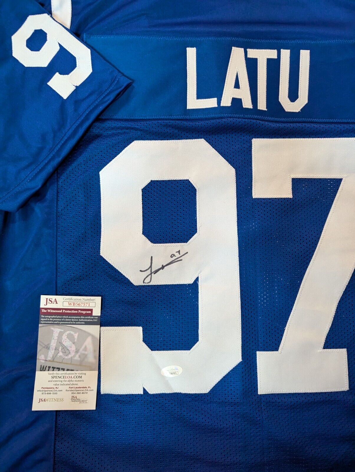 Indianapolis Colts Laiatu Latu Autographed Signed Jersey Jsa Coa