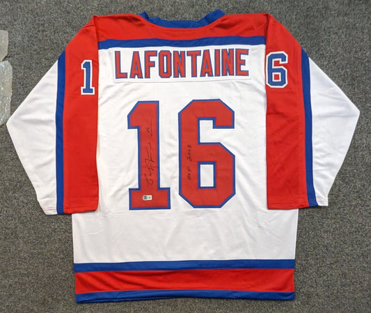 Pat Lafontaine Autographed Signed Inscribed "Hof 2003" Usa Hockey Jersey Beckett