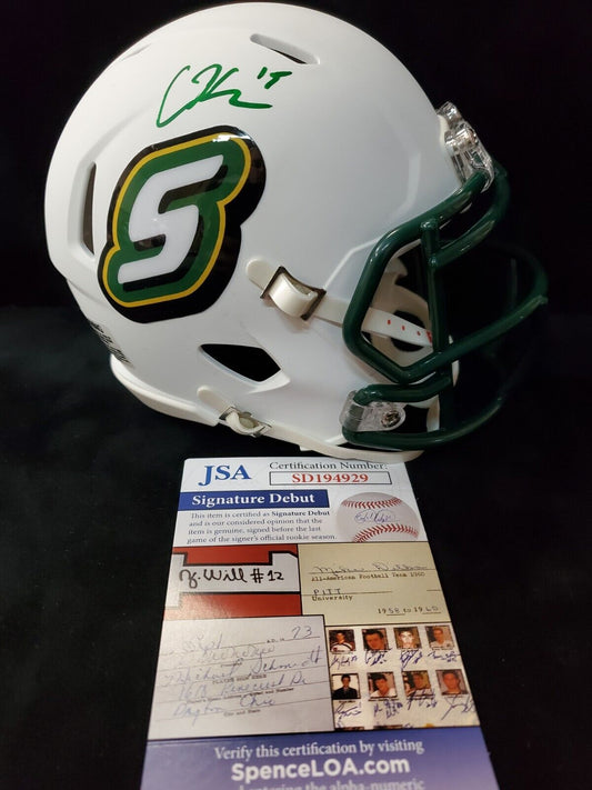 MVP Authentics Southeastern Louisiana Lions Cole Kelley  Signed Mini Helmet Jsa Coa 81 sports jersey framing , jersey framing