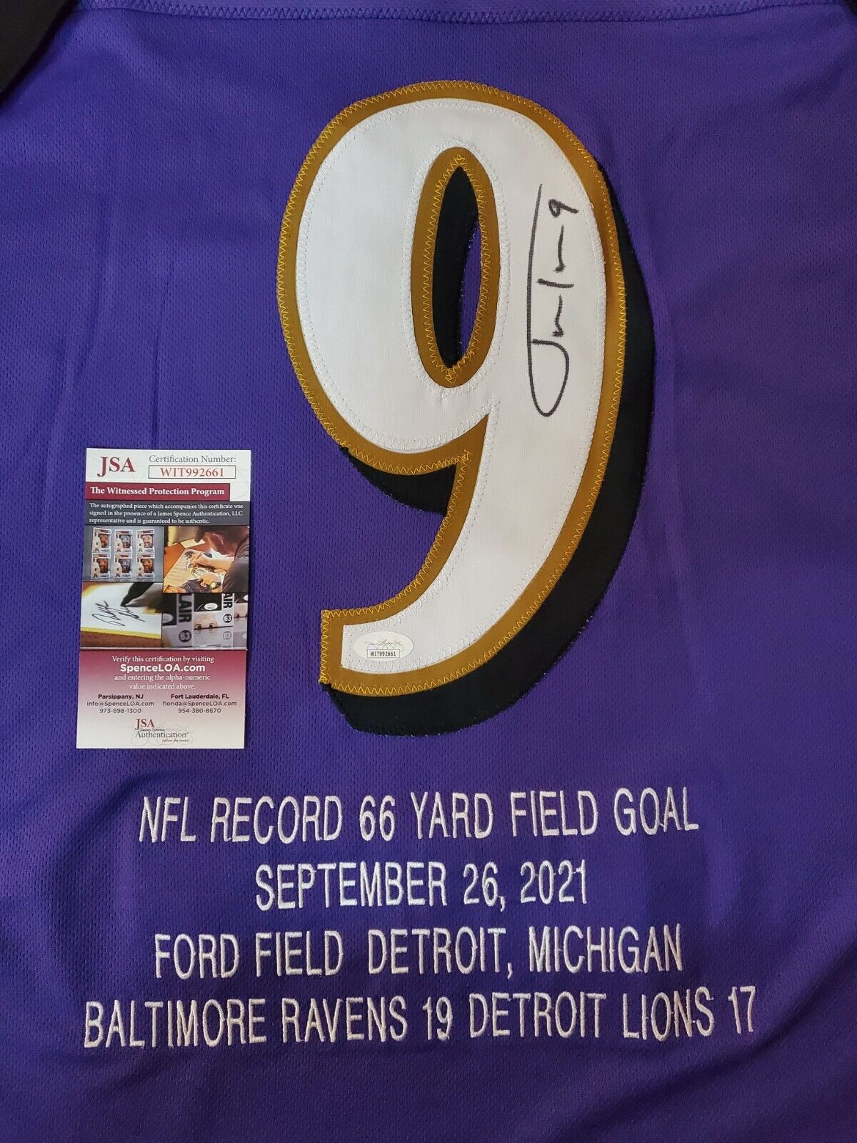 Baltimore Ravens Justin Tucker Autographed Signed Stat Jersey Jsa Coa