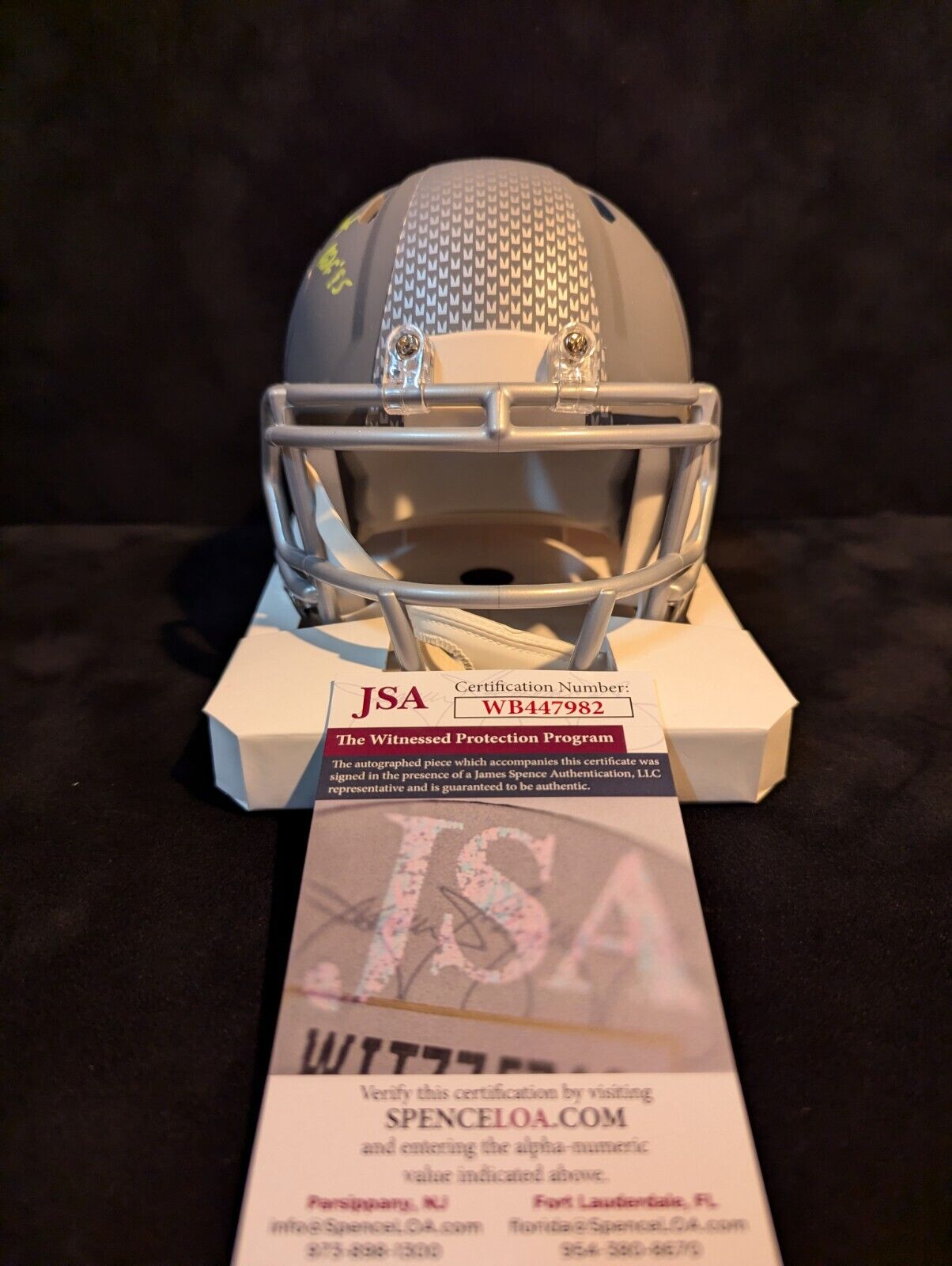 Seattle Seahawks Steve Largent Signed Inscribed Slate Mini Helmet Jsa Coa