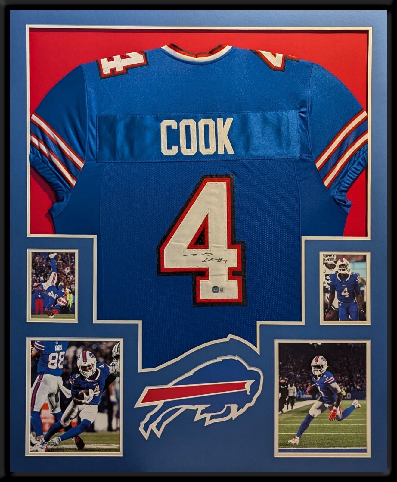 Framed Buffalo Bills James Cook Autographed Signed Jersey Beckett Holo