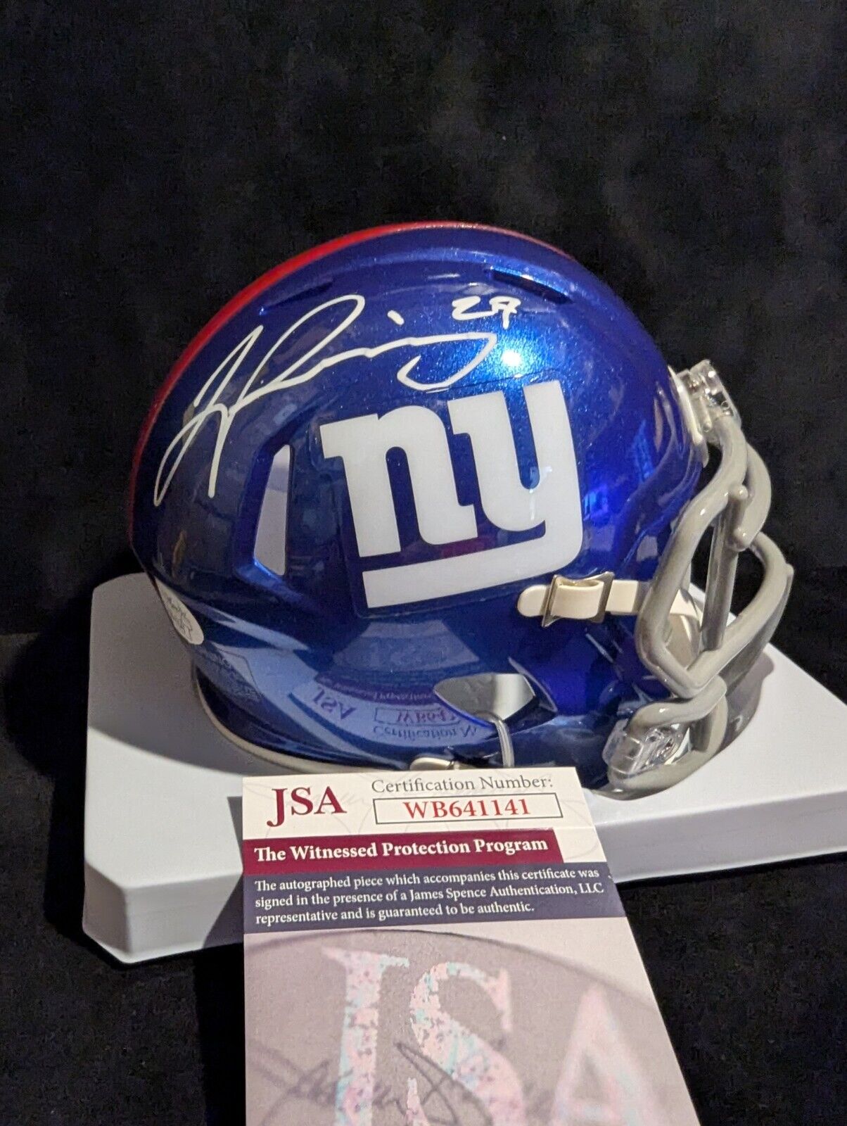 New York Giants Jason Pinnock Autographed Signed Speed Mini Helmet Jsa Coa