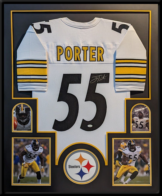 Framed Pittsburgh Steelers Joey Porter Sr Autographed Signed Jersey Jsa Coa