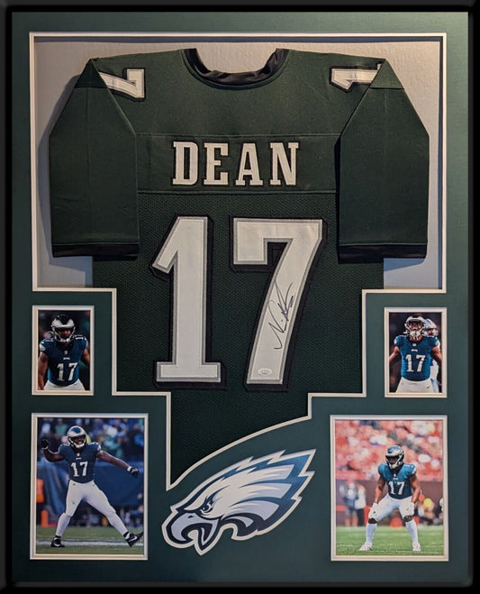 Framed Philadelphia Eagles Nakobe Dean Autographed Signed Jersey Jsa Coa