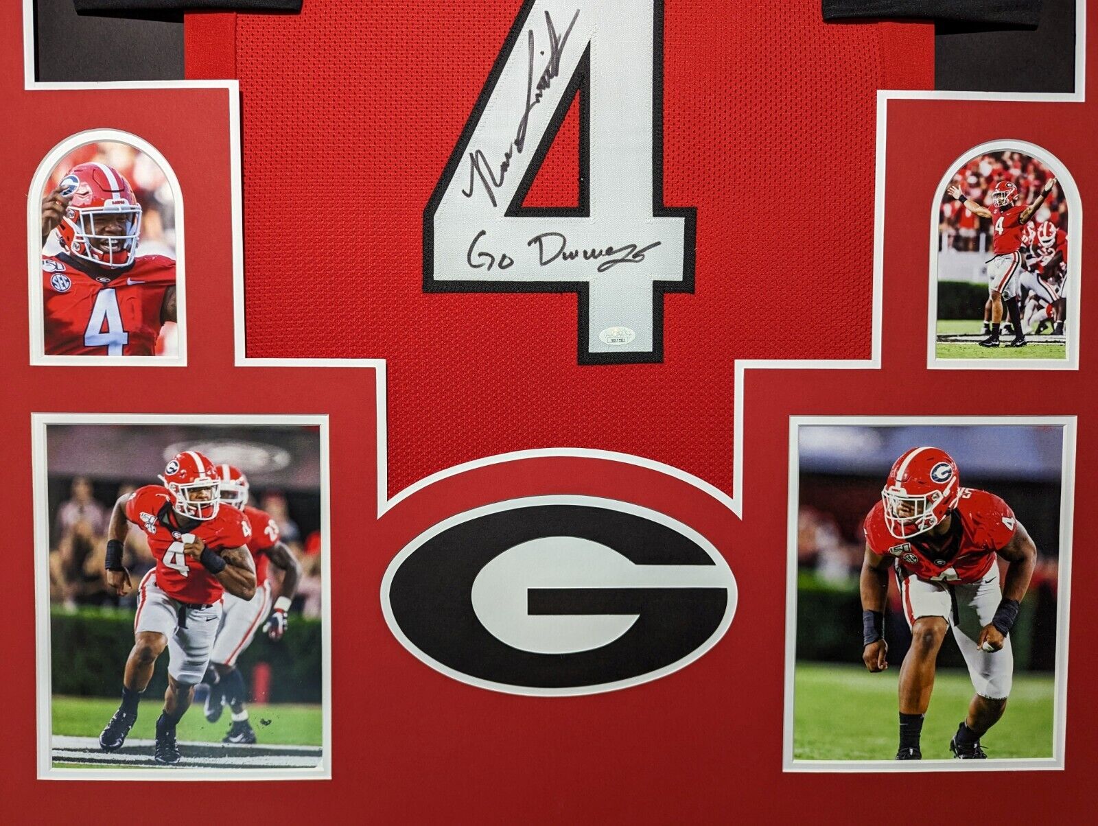 MVP Authentics Framed Georgia Bulldogs Nolan Smith Jr Autographed Signed Jersey Jsa Coa 449.10 sports jersey framing , jersey framing