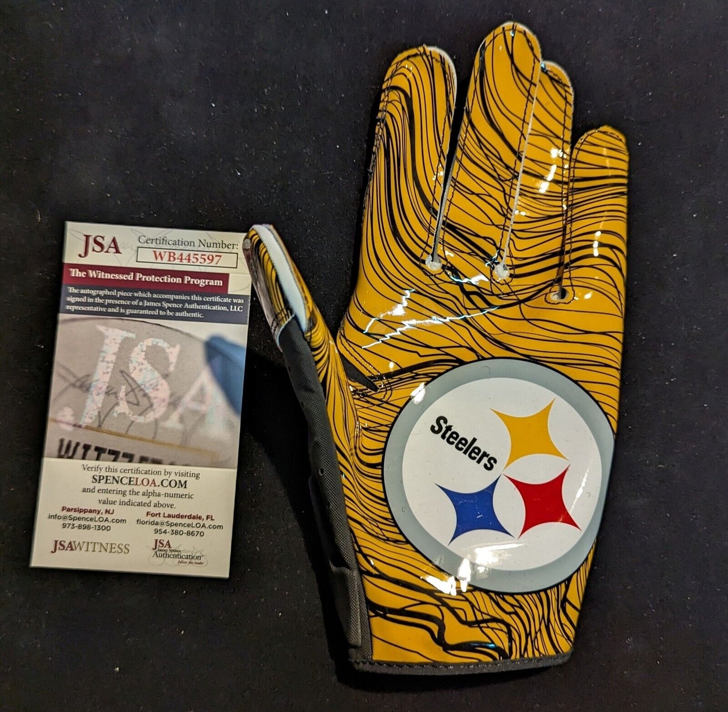 Pittsburgh Steelers Joey Porter Jr & Sr Signed Pair Of Gloves Jsa Coa