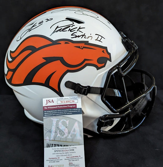 Denver Broncos 3X Signed Full Size Lunar Replica Helmet Jsa Coa