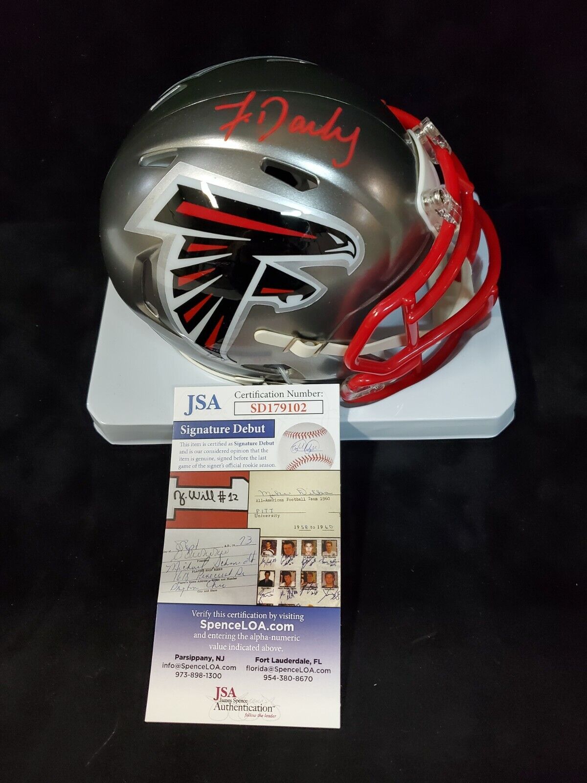 Atlanta Falcons Frank Darby Autographed Signed Flash Mini Helmet Jsa Coa