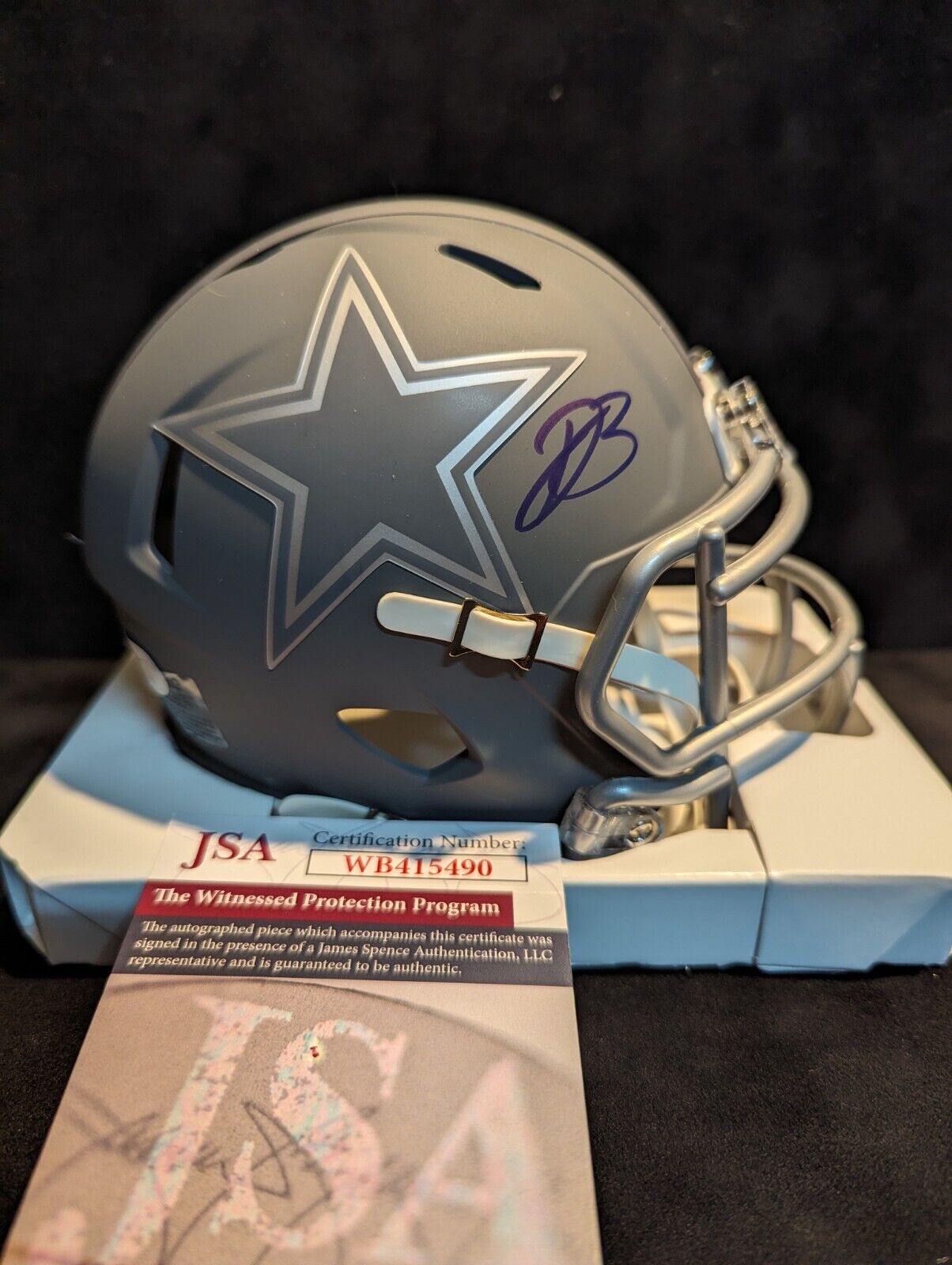 Dallas Cowboys Daron Bland Autographed Signed Slate Mini Helmet Jsa Coa