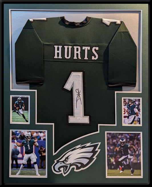 Framed Philadelphia Eagles Jalen Hurts Autographed Signed #1 Jersey Jsa Coa