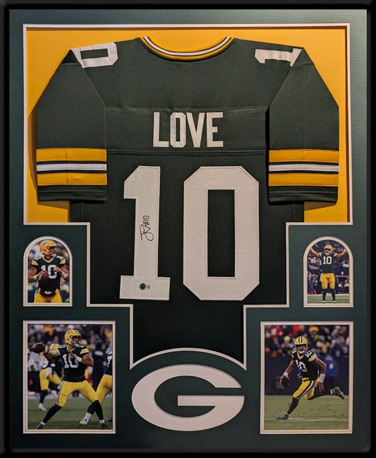 Framed Green Bay Packers Jordan Love Autographed Signed Jersey Beckett Holo