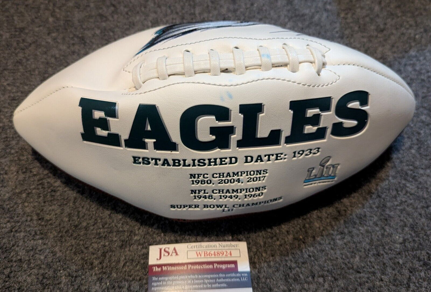 Philadelphia Eagles Quinyon Mitchell Autographed Signed Logo Football Jsa Coa