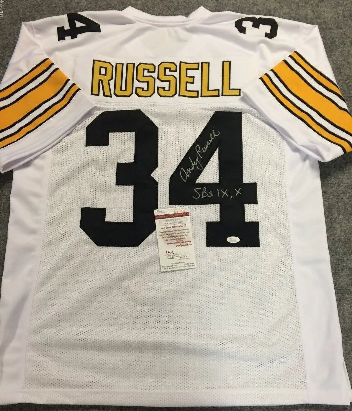 Andy Russell Autographed Pittsburgh Steelers White Logo