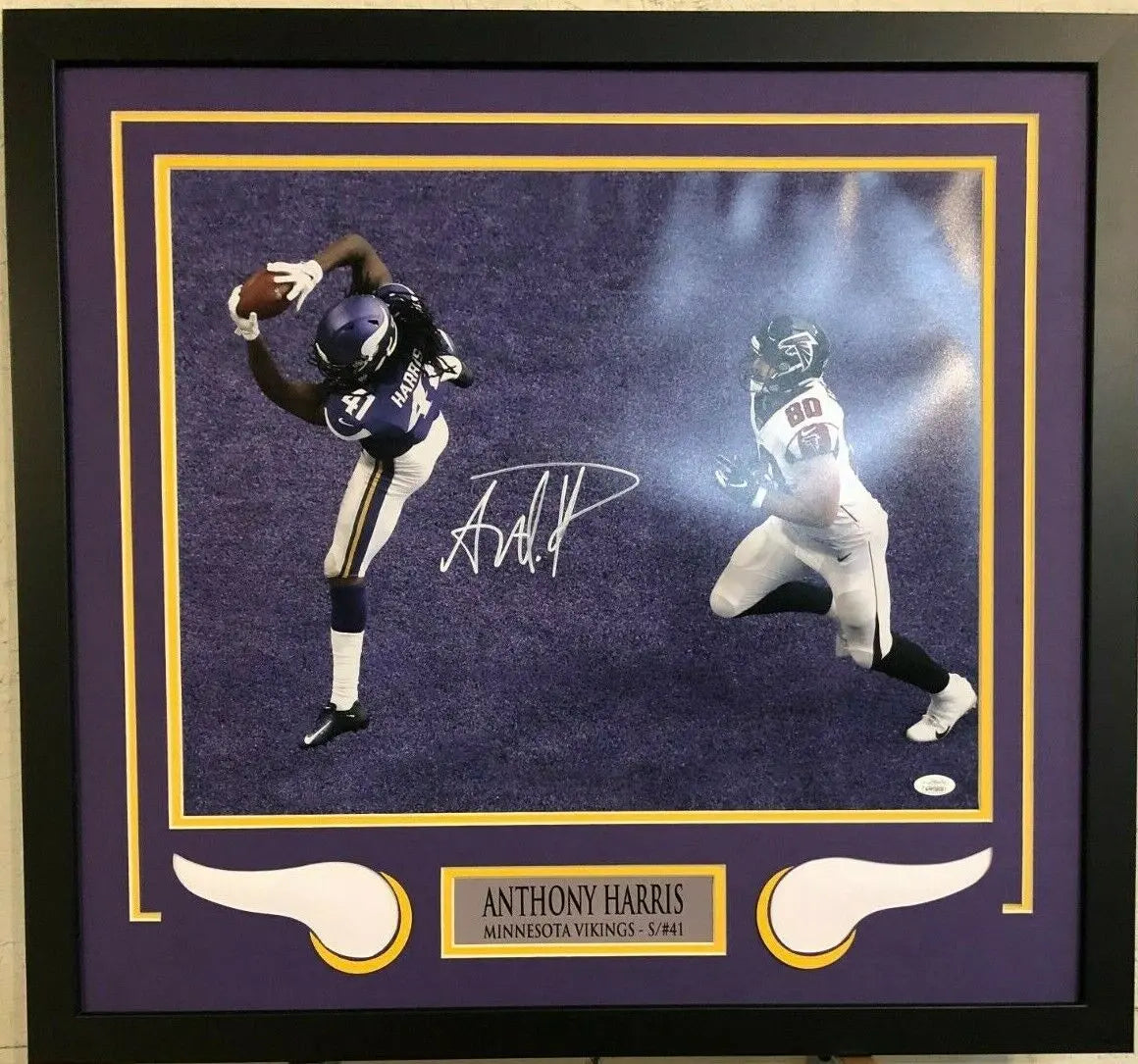 MVP Authentics Anthony Harris Framed Signed Minnesota Vikings 16X20 Photo Jsa Coa 179.10 sports jersey framing , jersey framing