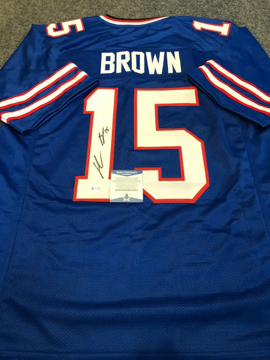 MVP Authentics BUFFALO BILLS JOHN BROWN AUTOGRAPHED SIGNED JERSEY BECKETT COA 116.10 sports jersey framing , jersey framing