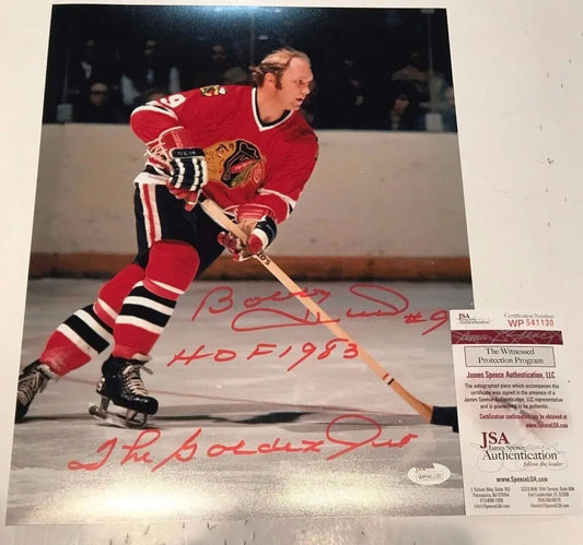 MVP Authentics Bobby Hull Autographed Signed Inscribed Chicago Blackhawks 11X14 Photo Jsa Coa 126 sports jersey framing , jersey framing