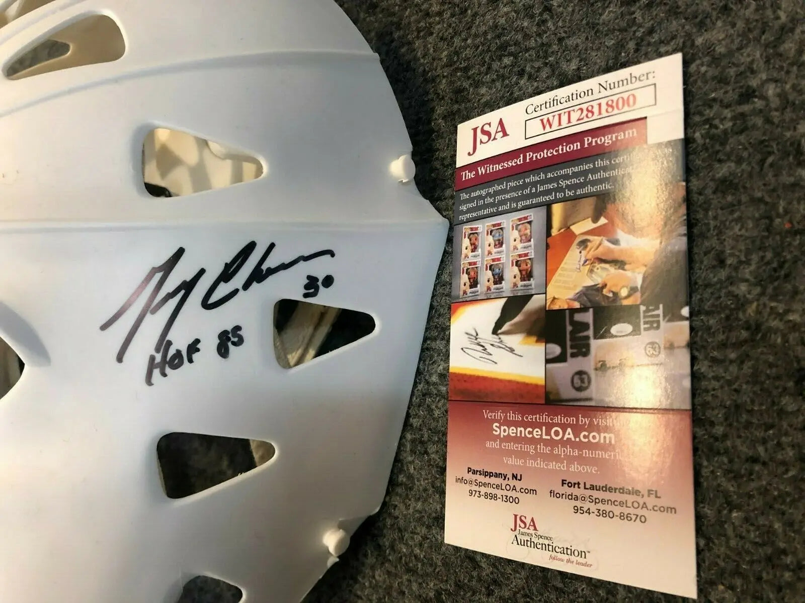 Gerry Cheevers HOF Autographed Boston Custom White Hockey Jersey - JSA COA  (B)