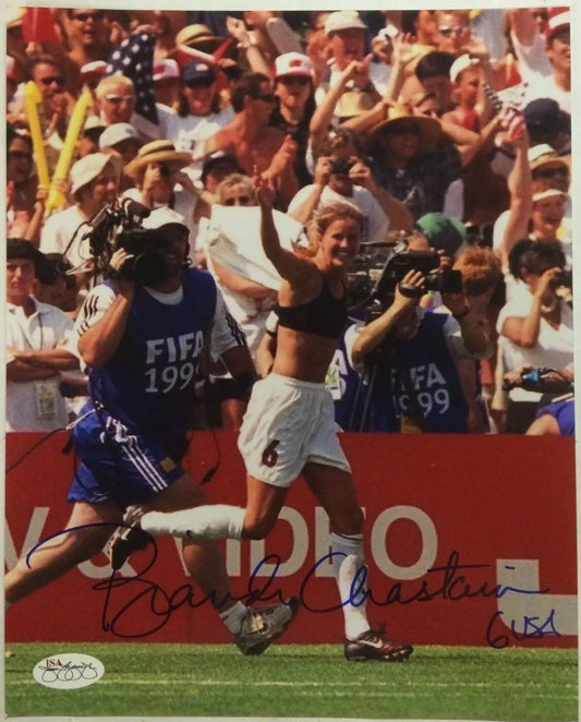 MVP Authentics Brandi Chastain Autographed Signed Usa Soccer 8X10 Photo Jsa  Soa 45 sports jersey framing , jersey framing