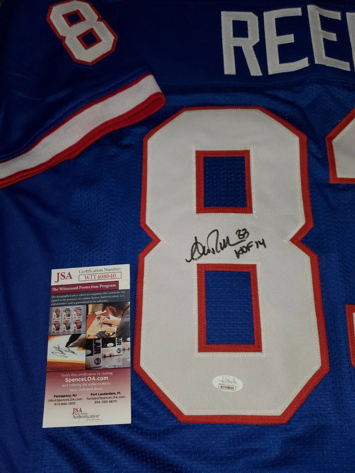 ANDRE REED Autographed Signed Bills custom Jersey JSA COA size XL