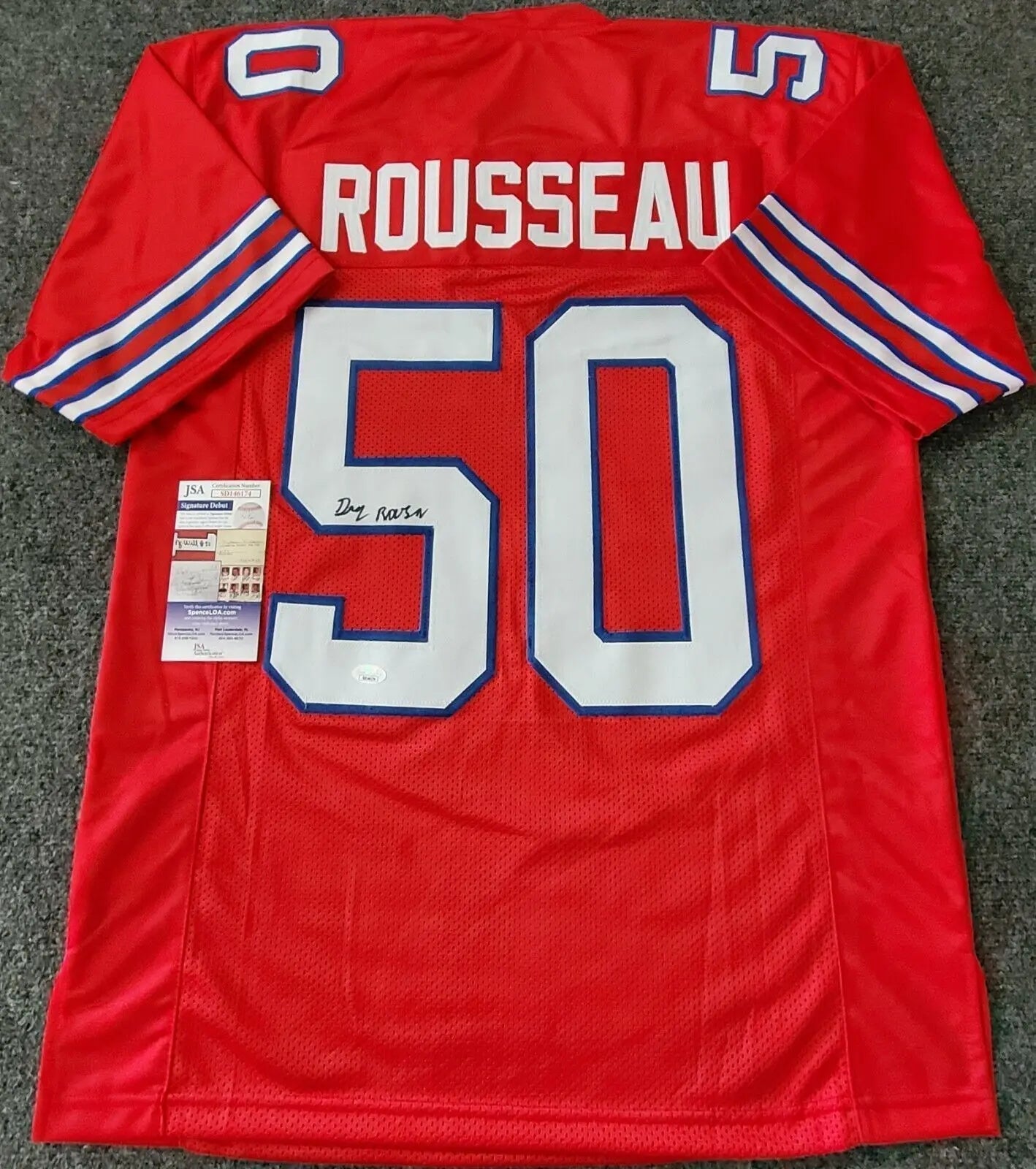 MVP Authentics Buffalo Bills Gregory Rousseau Autographed Signed Jersey Jsa Coa 143.10 sports jersey framing , jersey framing