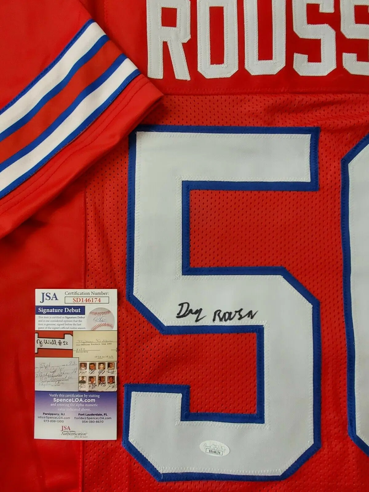 GREG ROUSSEAU SIGNED BILLS CUSTOM RED JERSEY - JSA COA