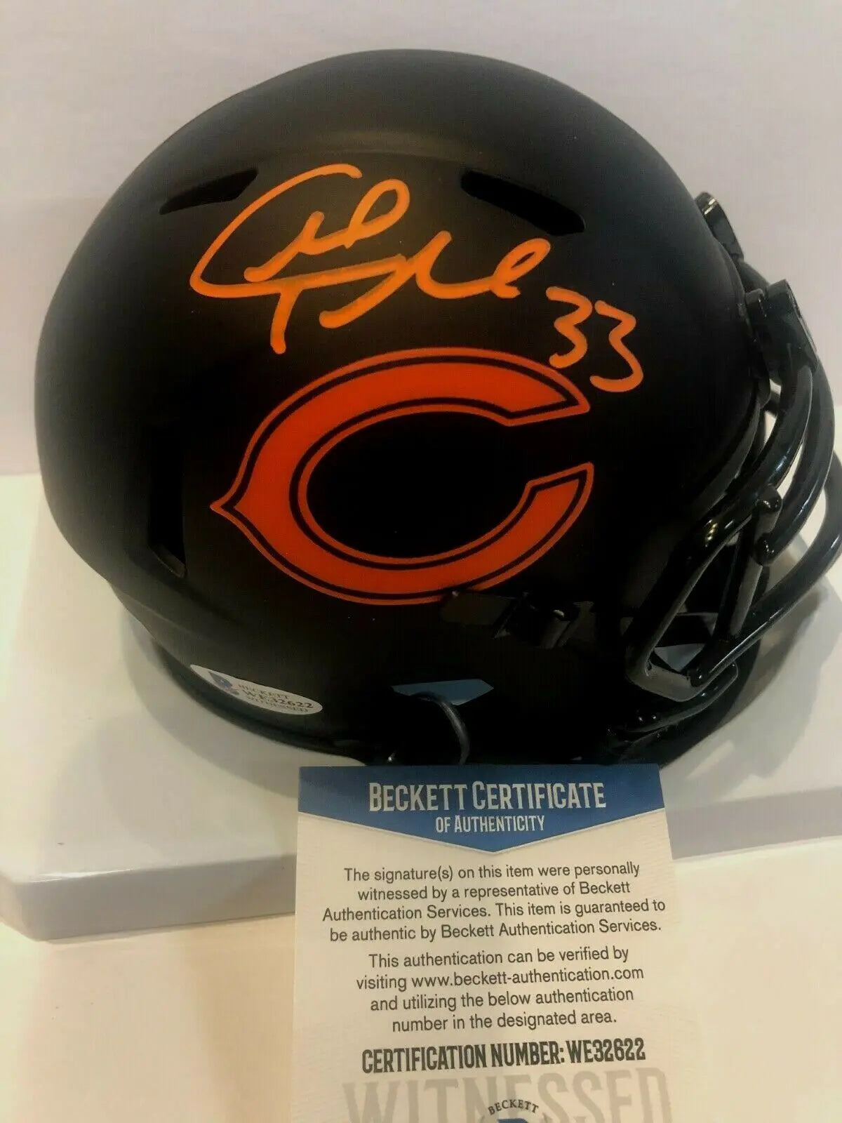 Charles Tillman Signed Chicago Bears Eclipse Mini Helmet Beckett Coa