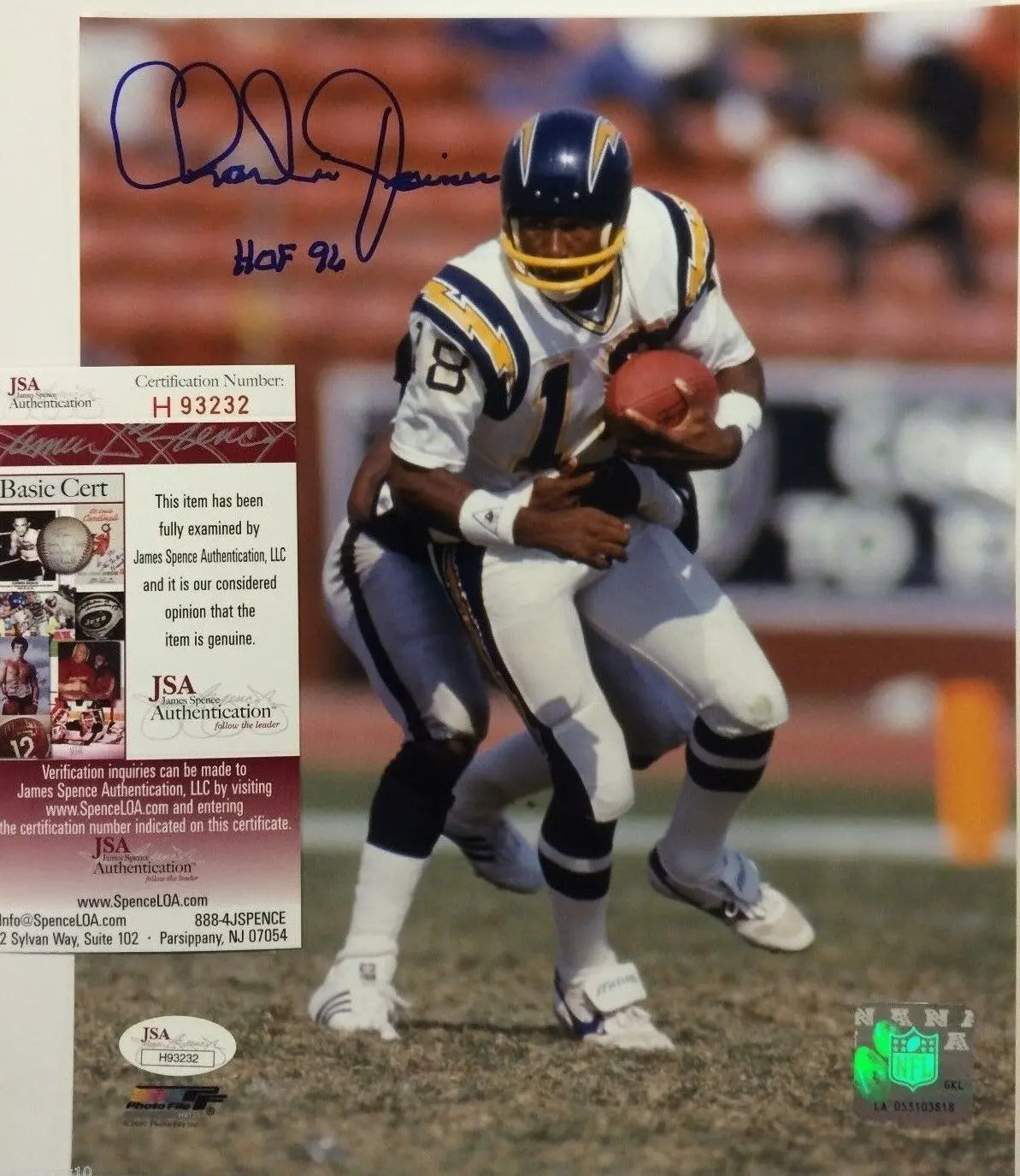 MVP Authentics Charlie Joiner Autographed Signed Insc San Diego Chargers 8X10 Photo Jsa Coa 22.50 sports jersey framing , jersey framing