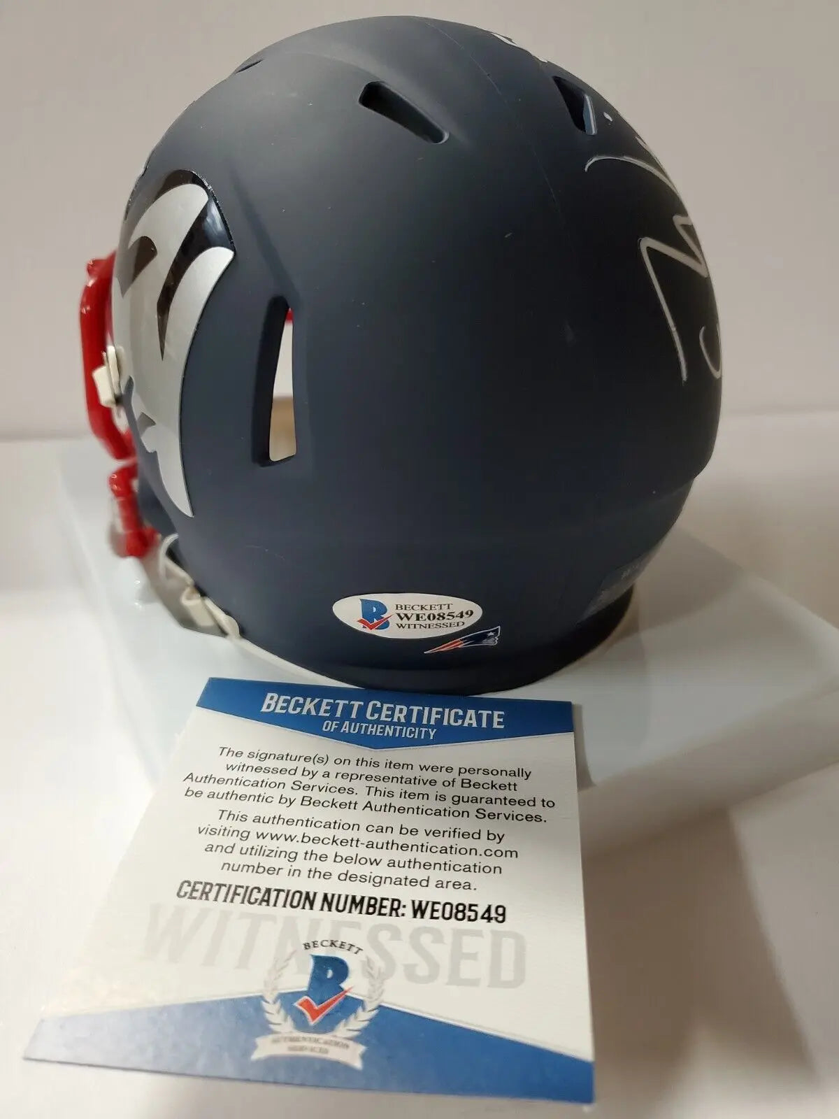 Damien Harris Signed New England Patriots Flash Mini Helmet Beckett Holo