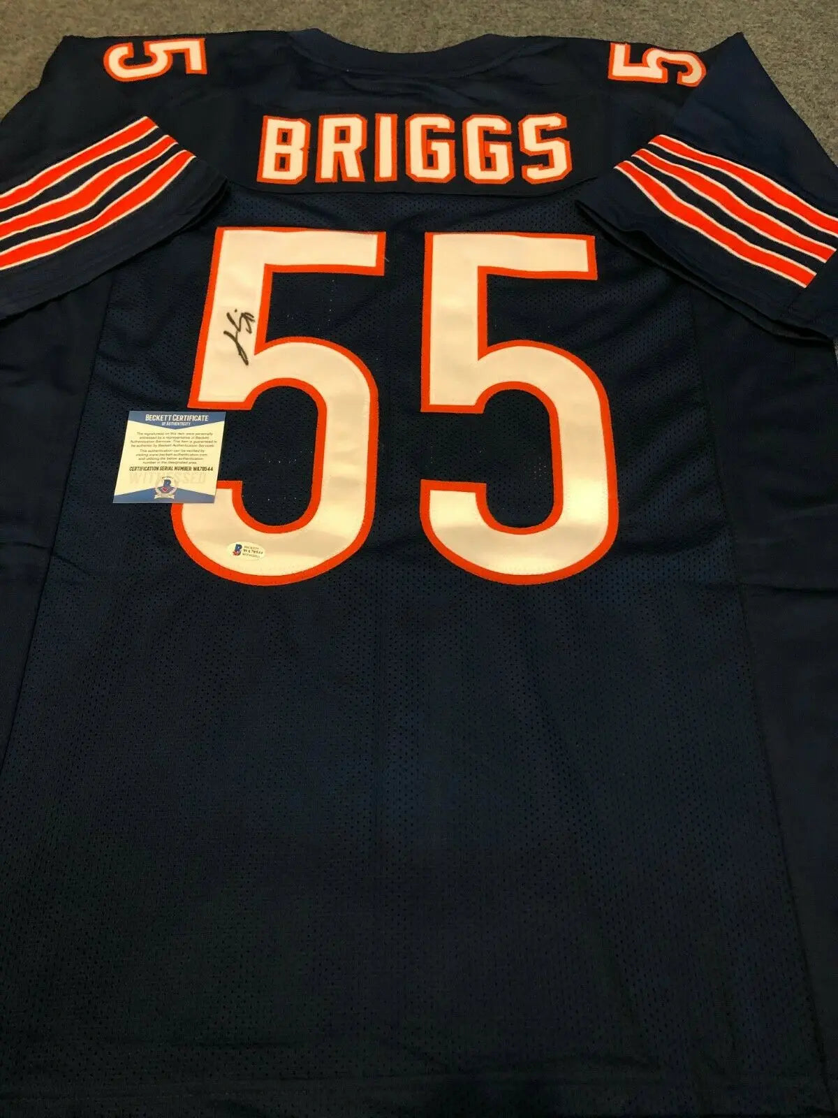 Lance Briggs Autographed/Signed Jersey Beckett COA Chicago Bears