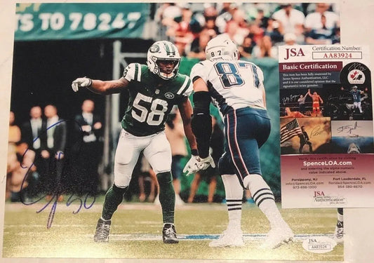 MVP Authentics Darron Lee Autographed Signed N.Y. Jets 8X10 Photo Jsa Coa 45 sports jersey framing , jersey framing