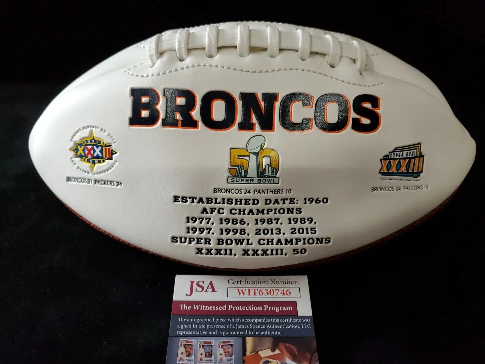 MVP Authentics Denver Broncos Kj Hamler Autographed Logo Football Jsa Coa 117 sports jersey framing , jersey framing