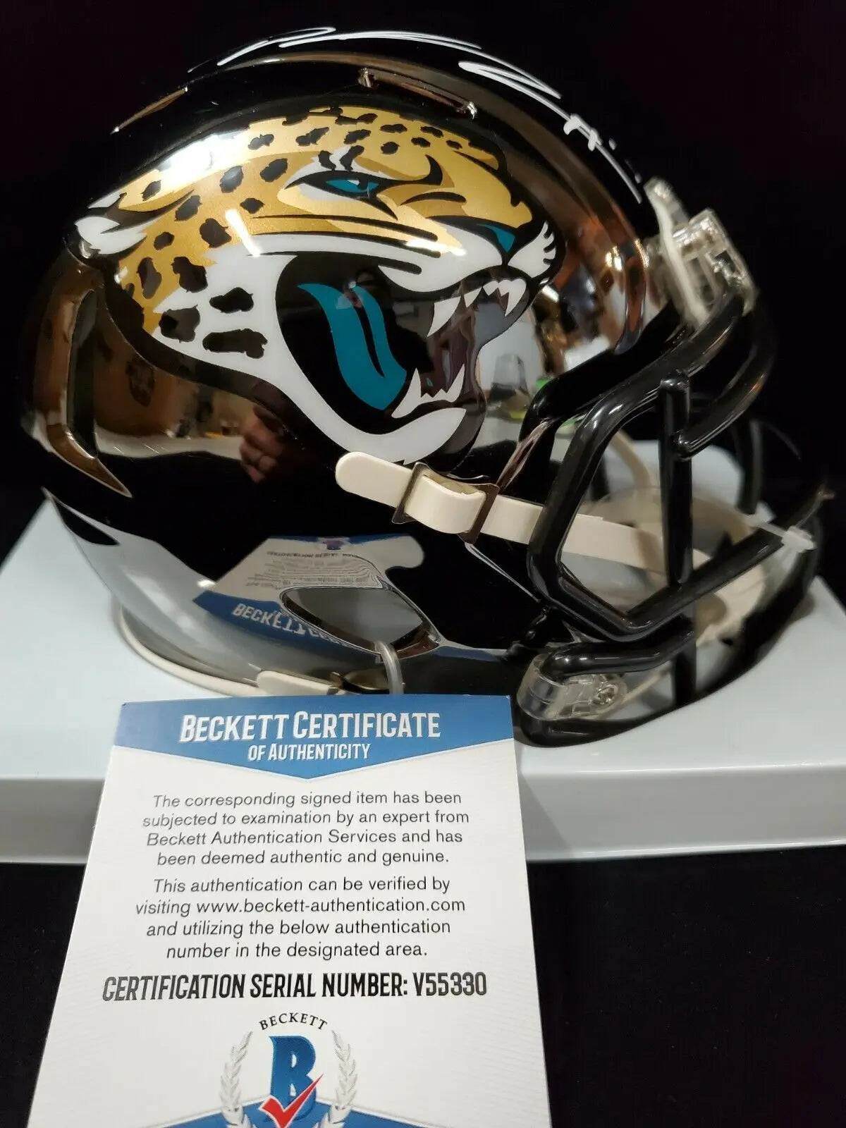 Dj Chark Signed Jacksonville Jaguars Full Size Chrome Replica Helmet  Beckett Coa