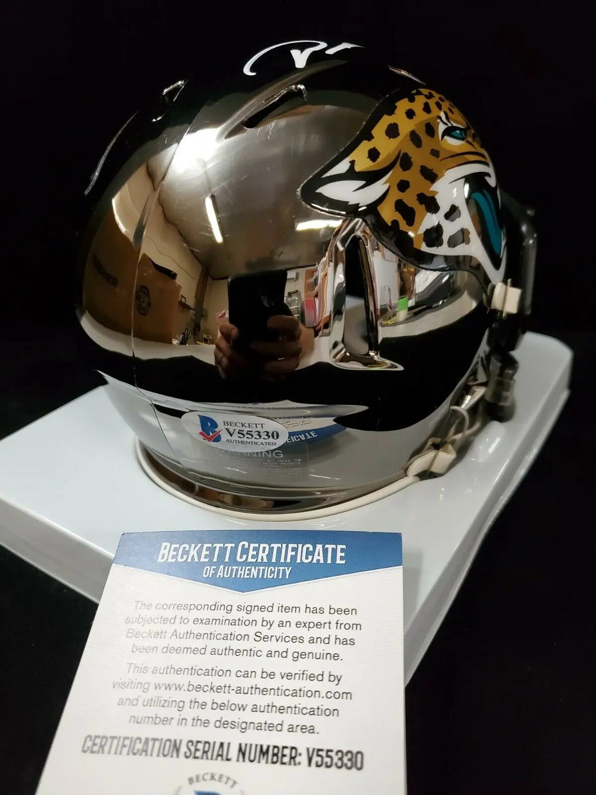 Dj Chark Signed Jacksonville Jaguars Full Size Chrome Replica Helmet  Beckett Coa