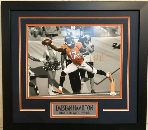 Denver Broncos Kj Hamler Framed Signed 16X20 Photo Jsa Coa