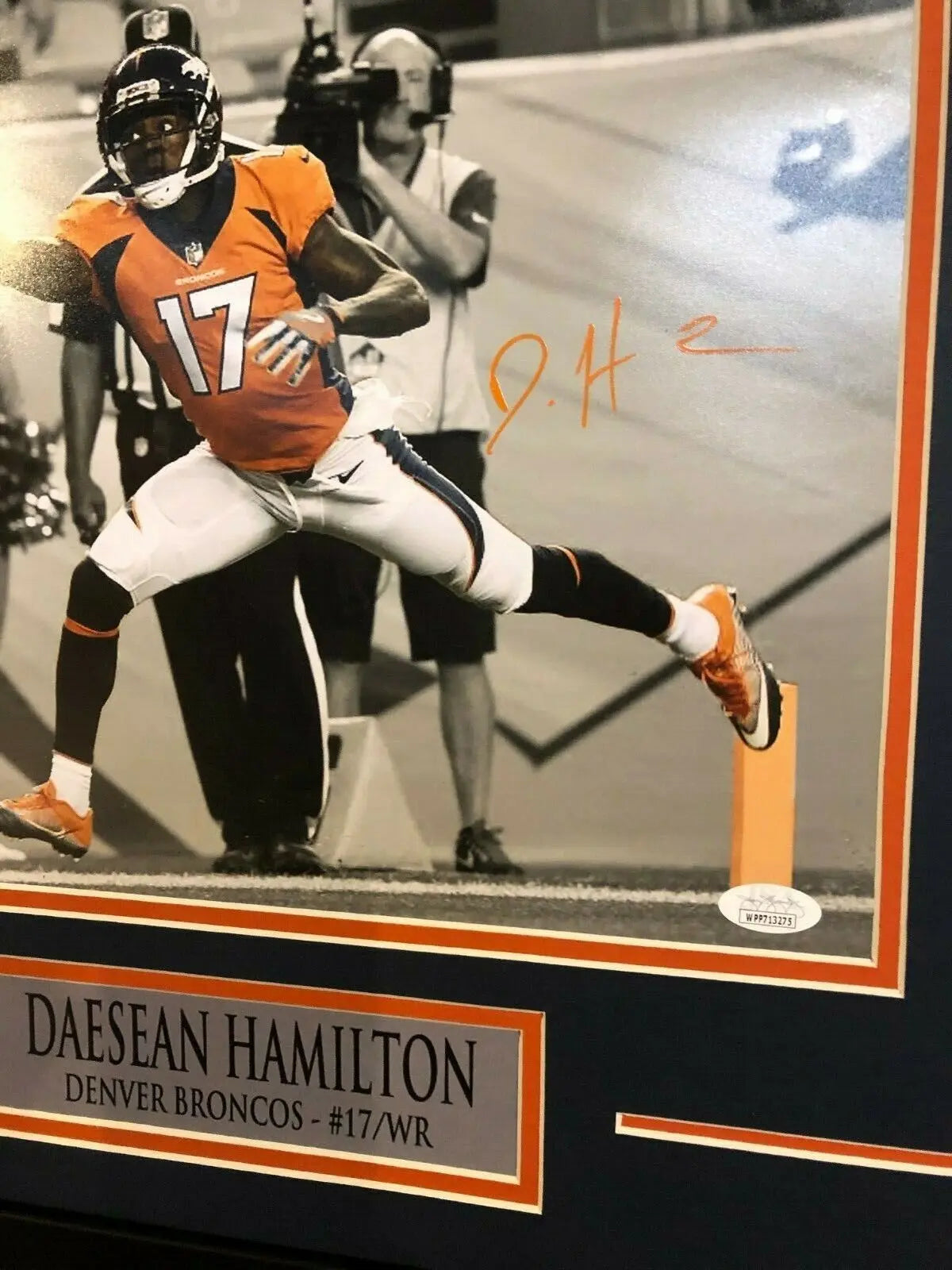 Denver Broncos Kj Hamler Framed Signed 16X20 Photo Jsa Coa