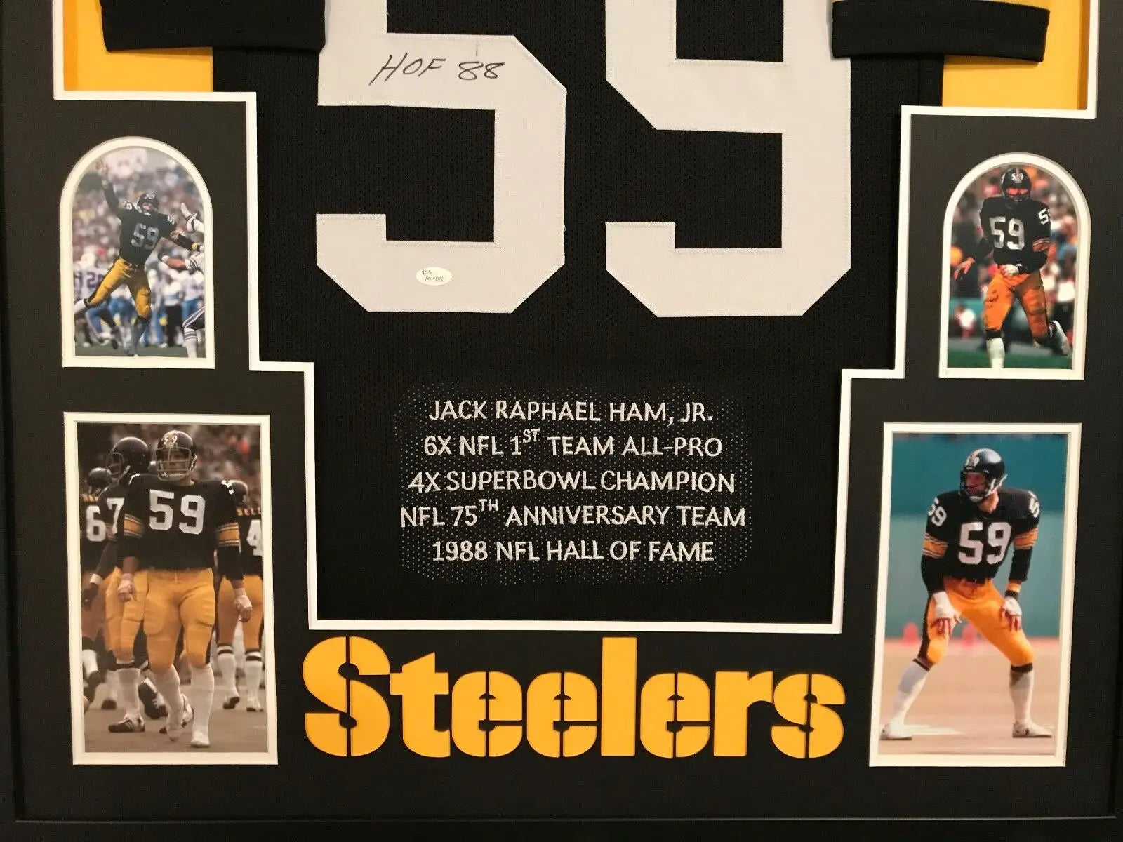 MVP Authentics Framed Jack Ham Autographed Signed Insc Pittsburgh Steelers Stat Jersey Jsa Coa 450 sports jersey framing , jersey framing