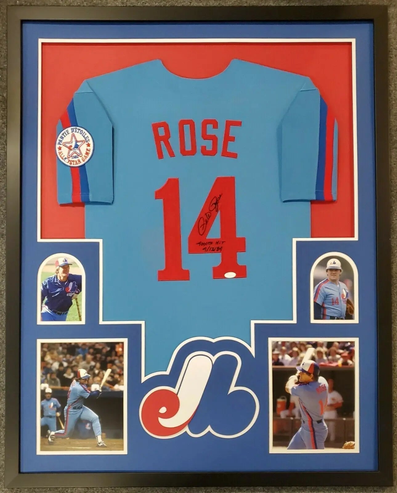 Framed Montreal Expos Pete Rose Autographed Signed Inscribed