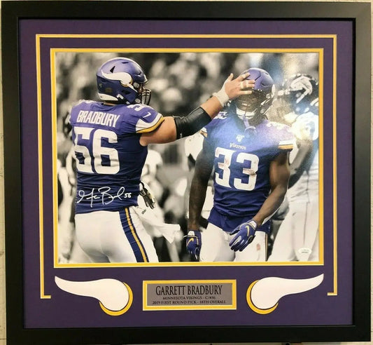 MVP Authentics GARRETT BRADBURY FRAMED SIGNED MINNESOTA VIKINGS 16x20 PHOTO JSA COA 179.10 sports jersey framing , jersey framing