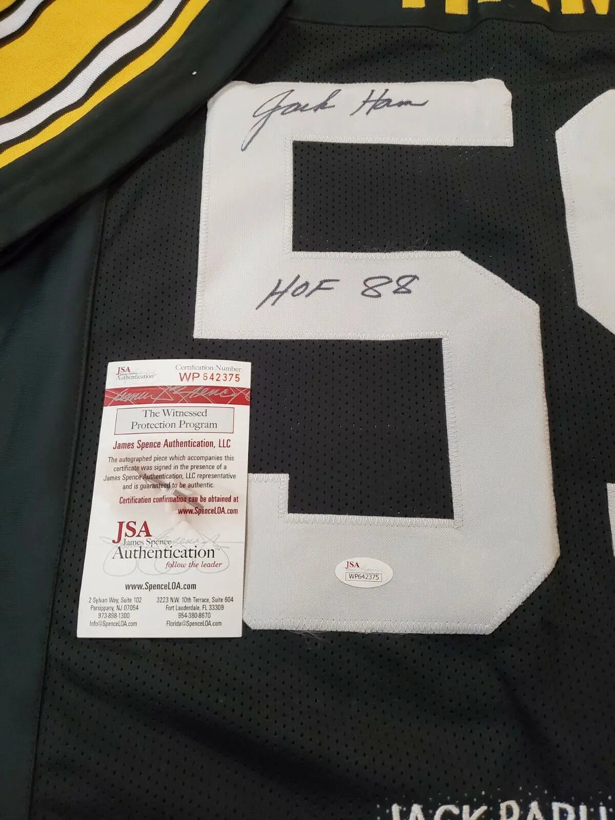 Jack Ham Autographed Pittsburgh Steelers Custom Jersey Inscribed HOF 88