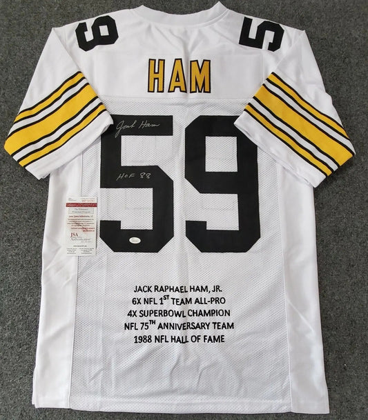 MVP Authentics Jack Ham Autographed Signed Inscribed  Pittsburgh Steelers Stat Jersey Jsa Coa 135 sports jersey framing , jersey framing