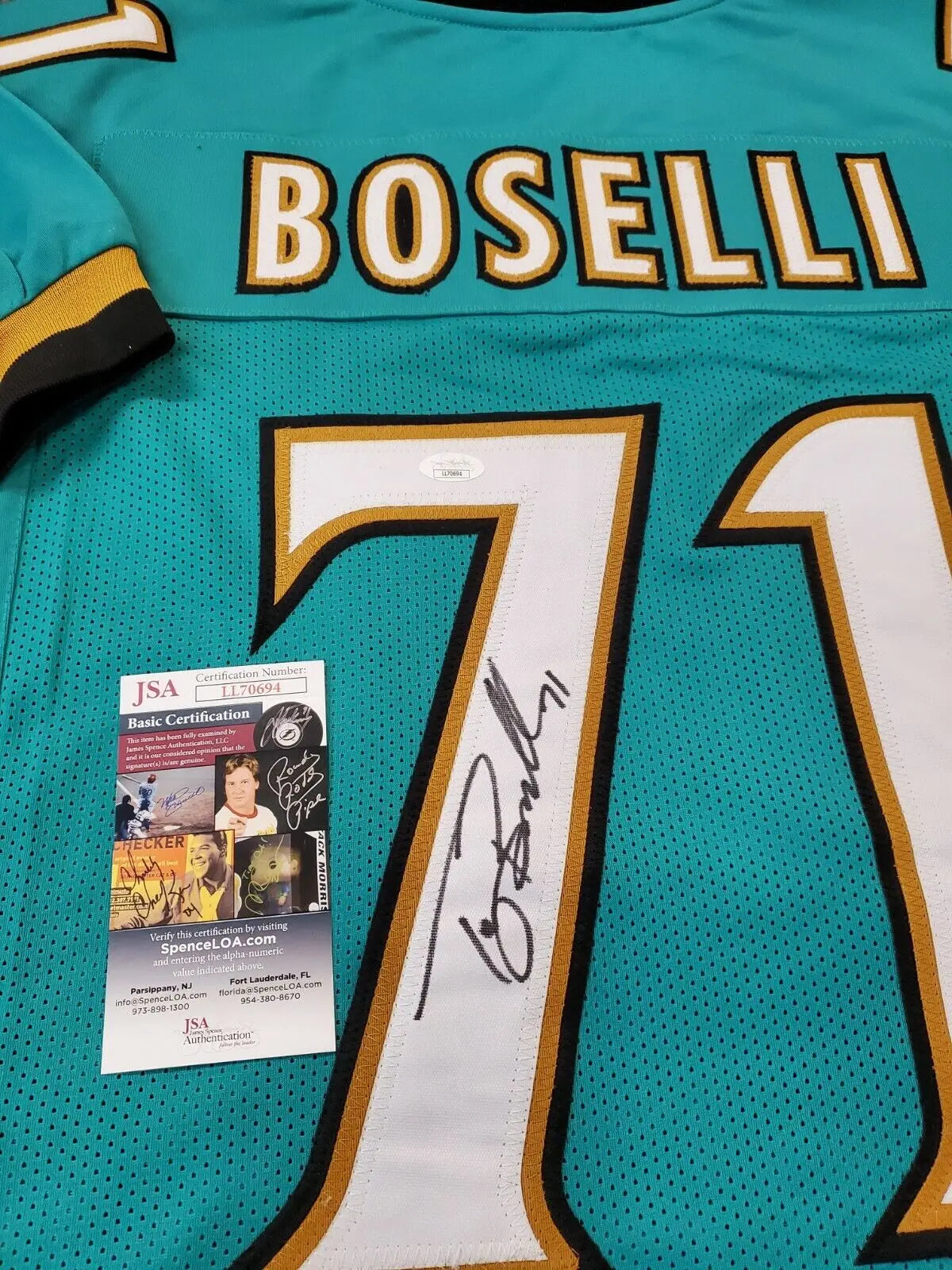 Tony Boselli Autographed/Signed Pro Style White XL Jersey BAS